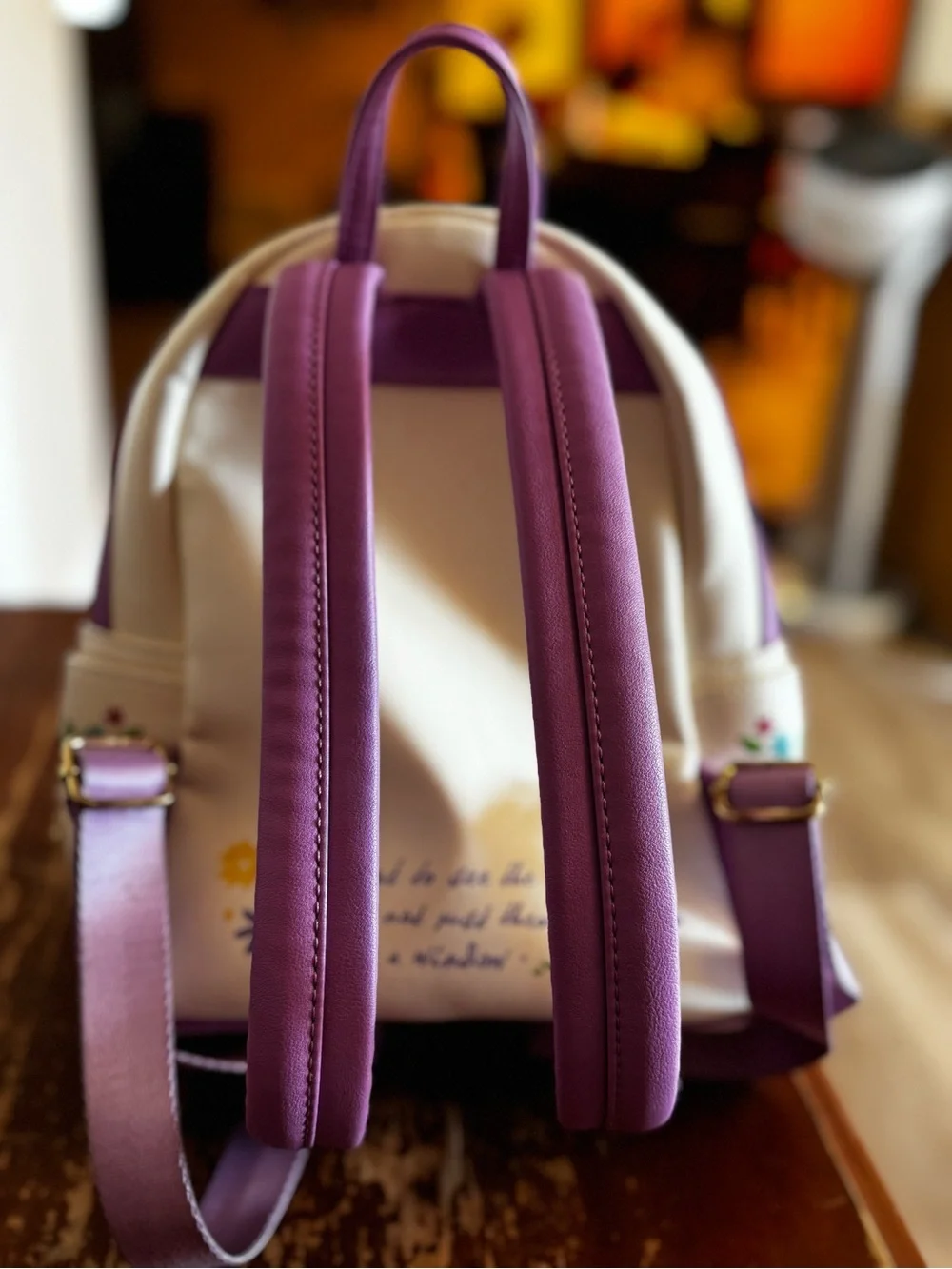 Loungefly Rapunzel Floral Mini Backpack - Purple and Cream